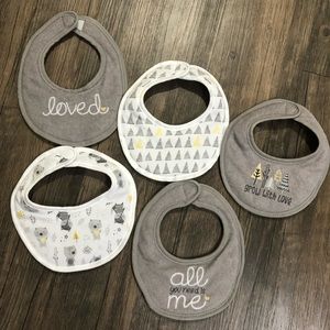 NEVER USED infant drool bibs. 5 total
